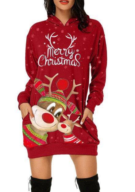 Katie Pocket Side Oversized Christmas Hoodie Jacket