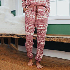 Mollie Allover Reindeer Print Pajama Set