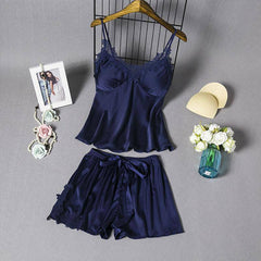 Lilianna Solid Lace Trim Top Sleepwear Set