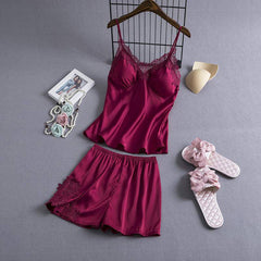 Lilianna Solid Lace Trim Top Sleepwear Set