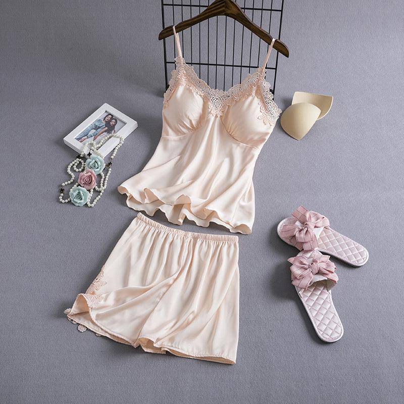 Lilianna Solid Lace Trim Top Sleepwear Set