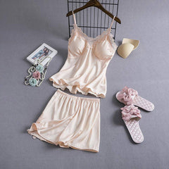 Lilianna Solid Lace Trim Top Sleepwear Set