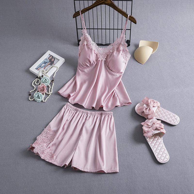 Lilianna Solid Lace Trim Top Sleepwear Set