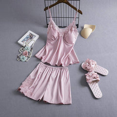 Lilianna Solid Lace Trim Top Sleepwear Set