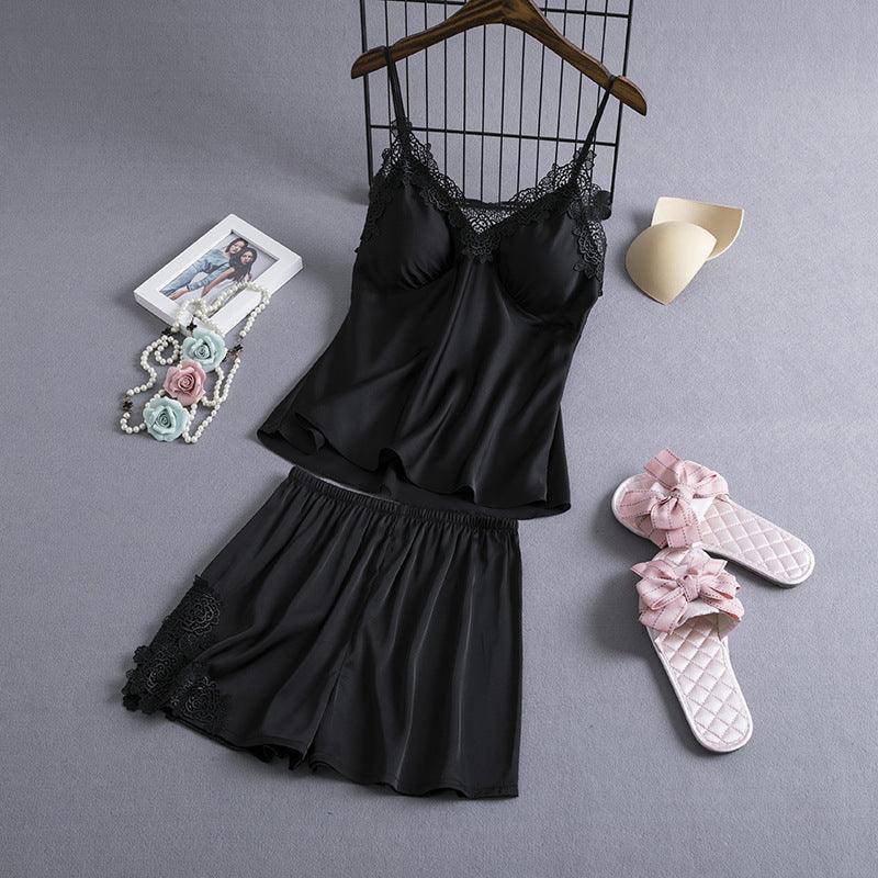 Lilianna Solid Lace Trim Top Sleepwear Set
