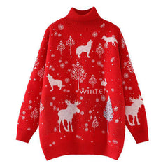 Karla Turtleneck Long Sleeve Printed Sweater