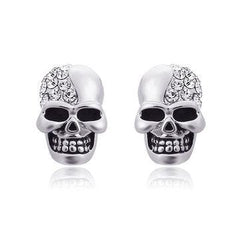Shana Punk Skull Head Ear Stud Rhinestone Earrings