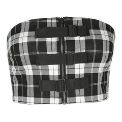 Cara Plaid Strapless Bandeau Top