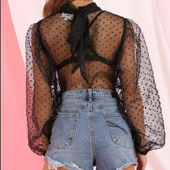 Kiley Dobby Mesh Mock Neck Top