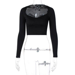 Maya Solid Queen Anne Neckline Crop Top
