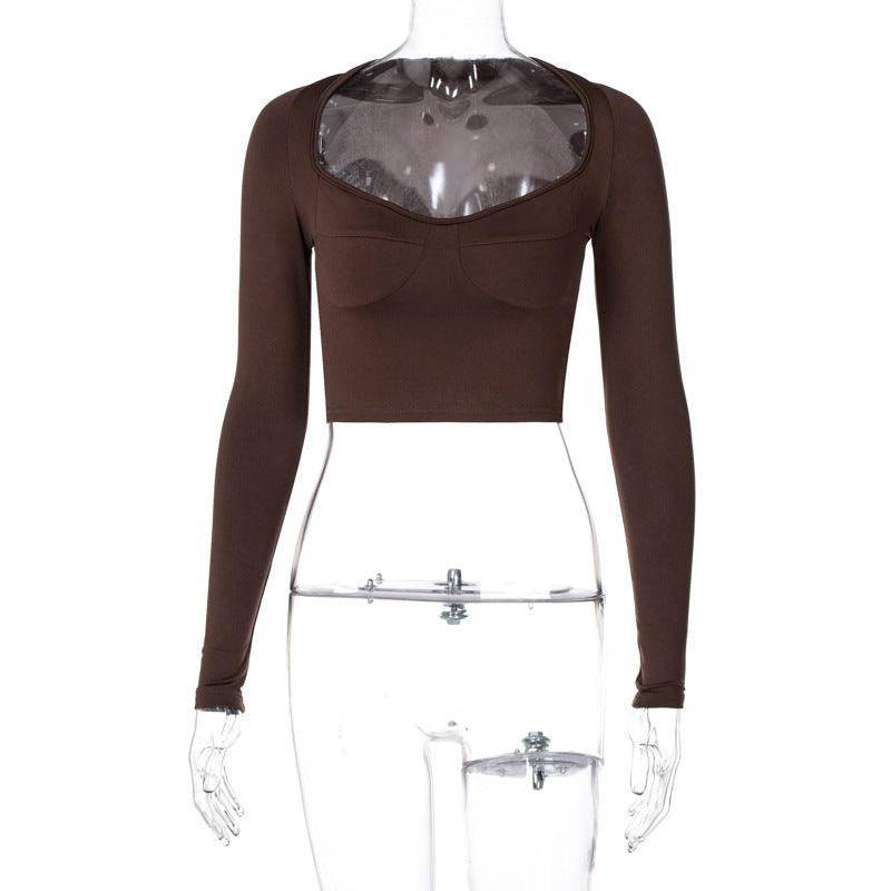Maya Solid Queen Anne Neckline Crop Top