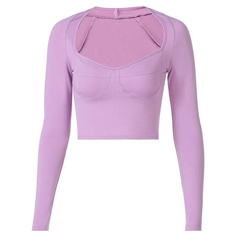 Maya Solid Queen Anne Neckline Crop Top