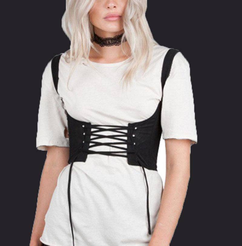 Pearl Criss Cross Lace Up Corset