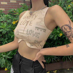 Alia Printed Sleeveless Crop Top