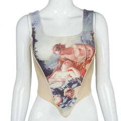 Myah Sleeveless Printed Corset Top