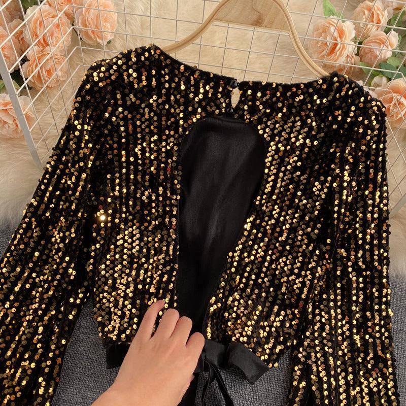 Viviana Hollow Out Sequin Blouse