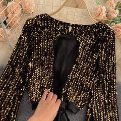 Viviana Hollow Out Sequin Blouse