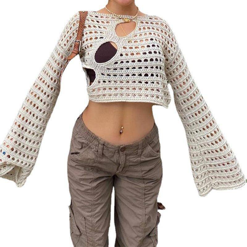 Gabriela Hollow Out Knitted Cover Up Crop Top