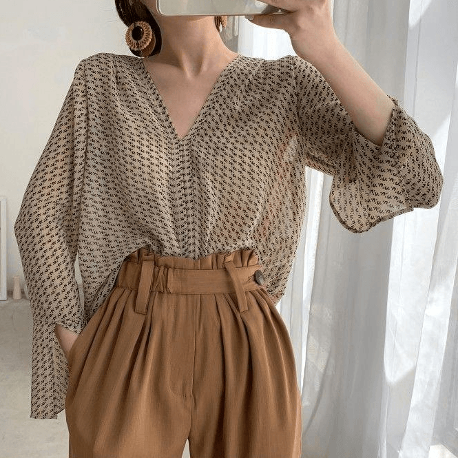 Susan Loose V Neck Blouse
