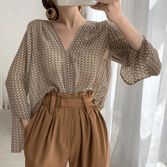 Susan Loose V Neck Blouse
