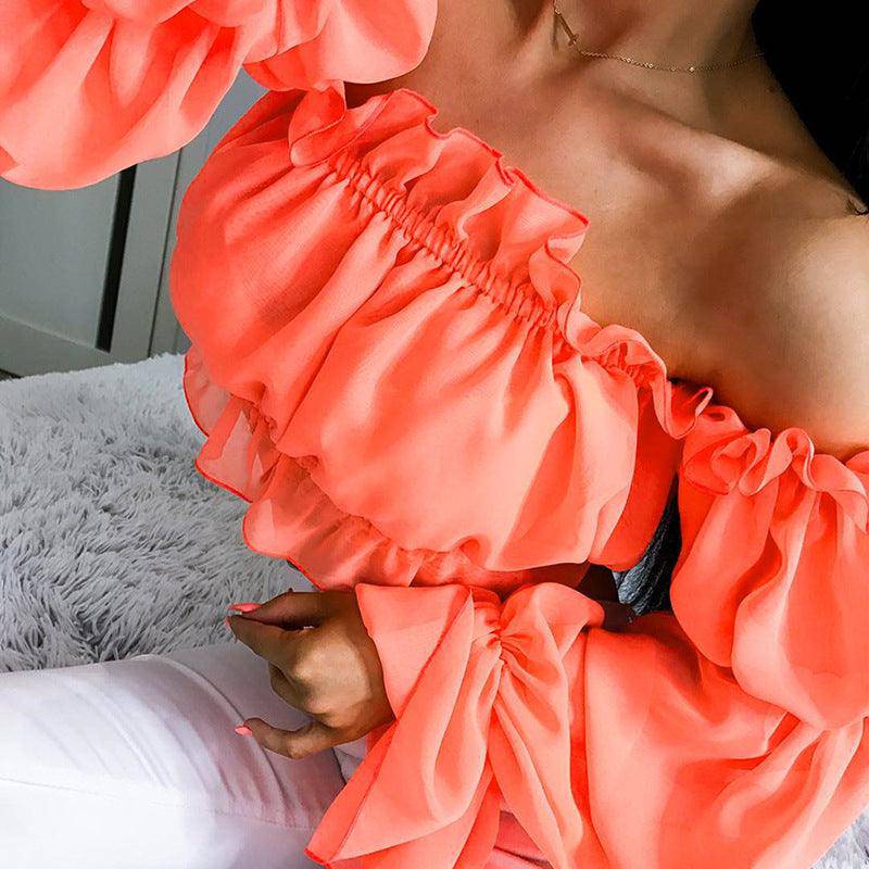 Katherine Ruffle Trim Crop Top