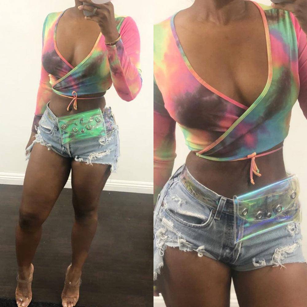 Gillian Tie-Dye Long Sleeves Crop Top