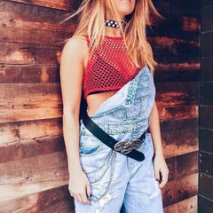 Melany See-through Solid Crop Top