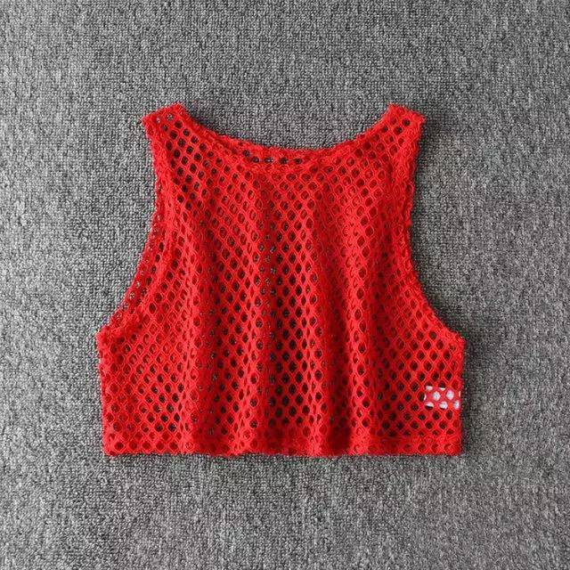 Melany See-through Solid Crop Top