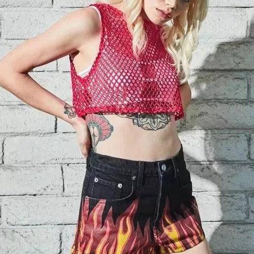 Melany See-through Solid Crop Top
