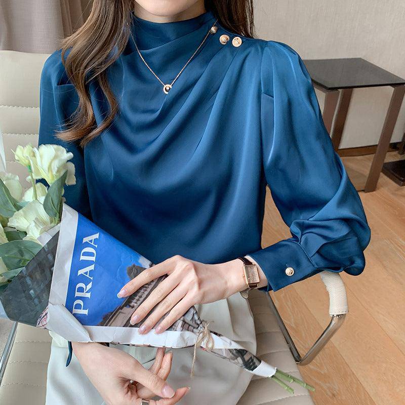 Angelina Solid Satin Loose Blouse