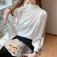 Angelina Solid Satin Loose Blouse