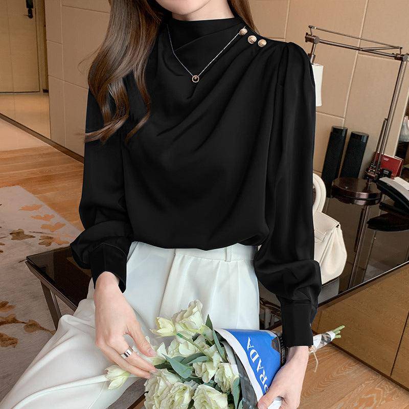 Angelina Solid Satin Loose Blouse