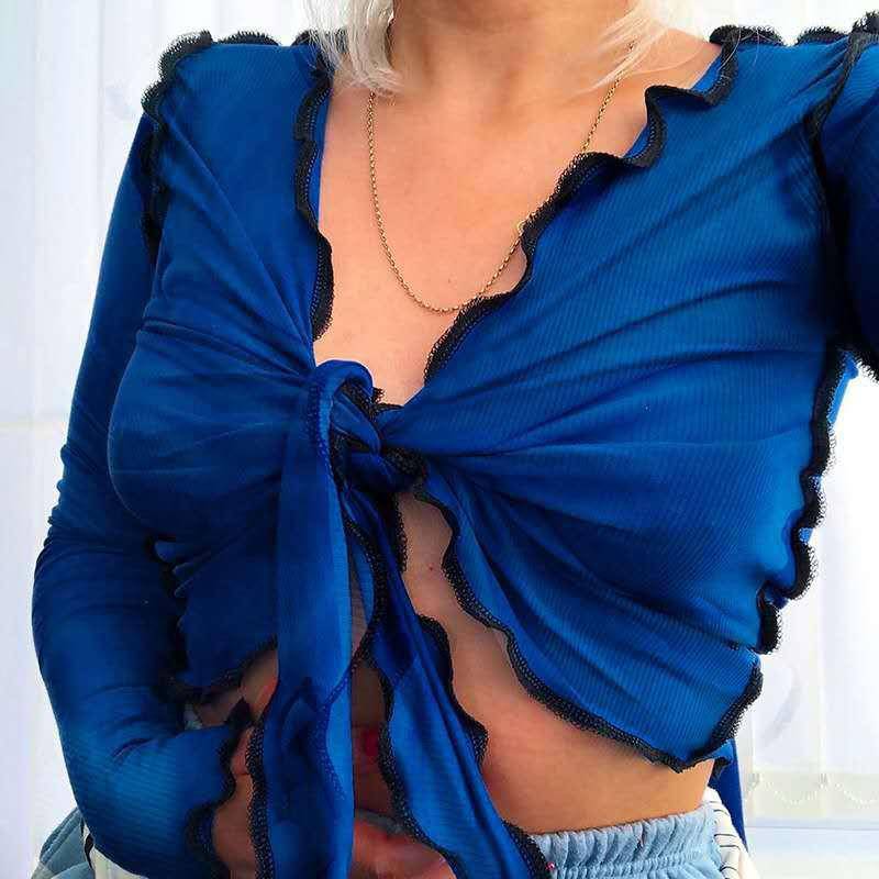 Lizeth Lettuce Trim Crop Top