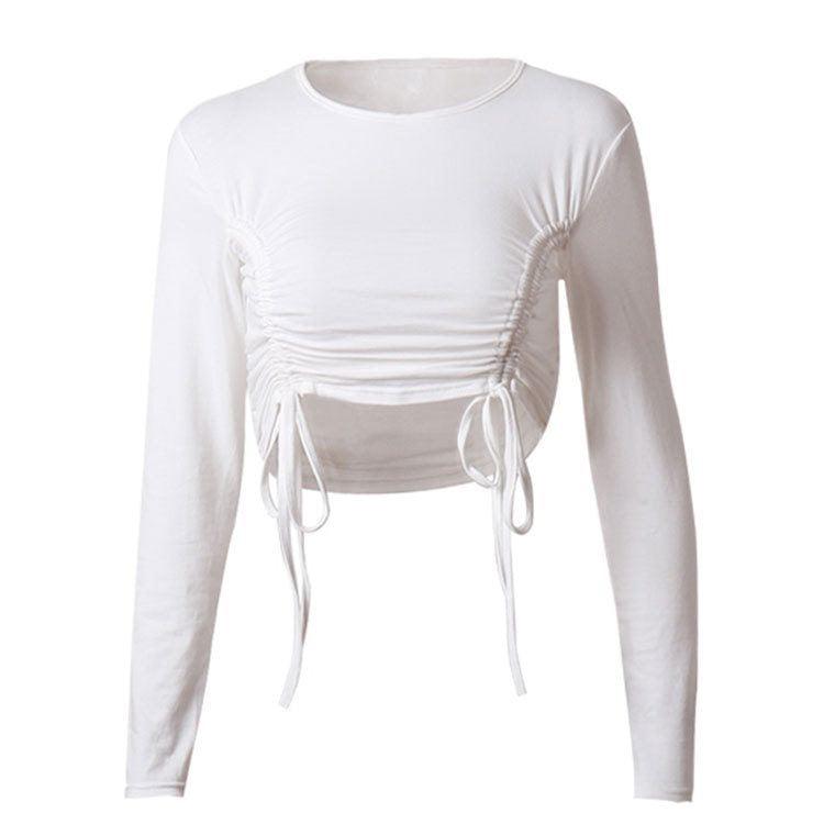 Breana Solid Drawstring Crop Top