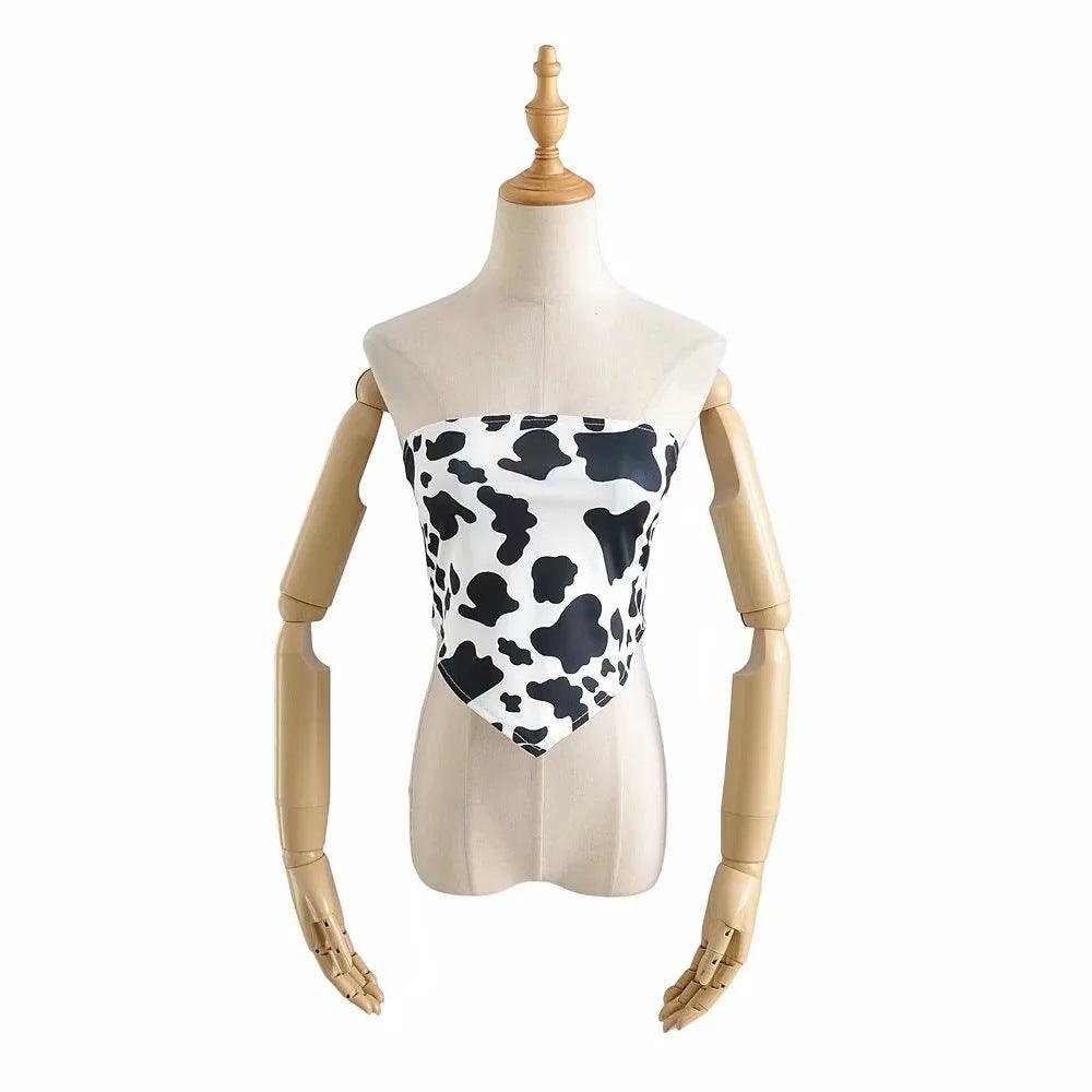 Caylee Cow Pattern Print Bandana Top