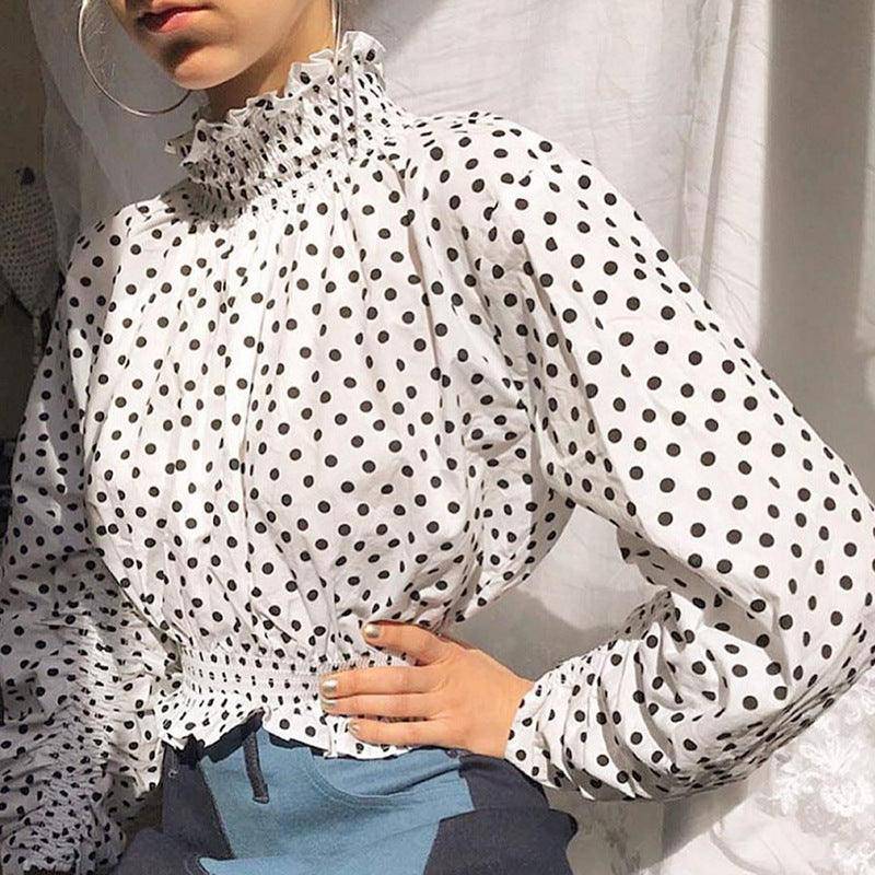 Gabriella Polka Dot Turtle Neck Blouse