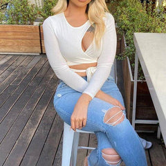 Jane Hollow Out Sheer Crop Top