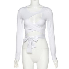 Jane Hollow Out Sheer Crop Top