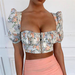 Josie Floral Puff Sleeve Crop Top