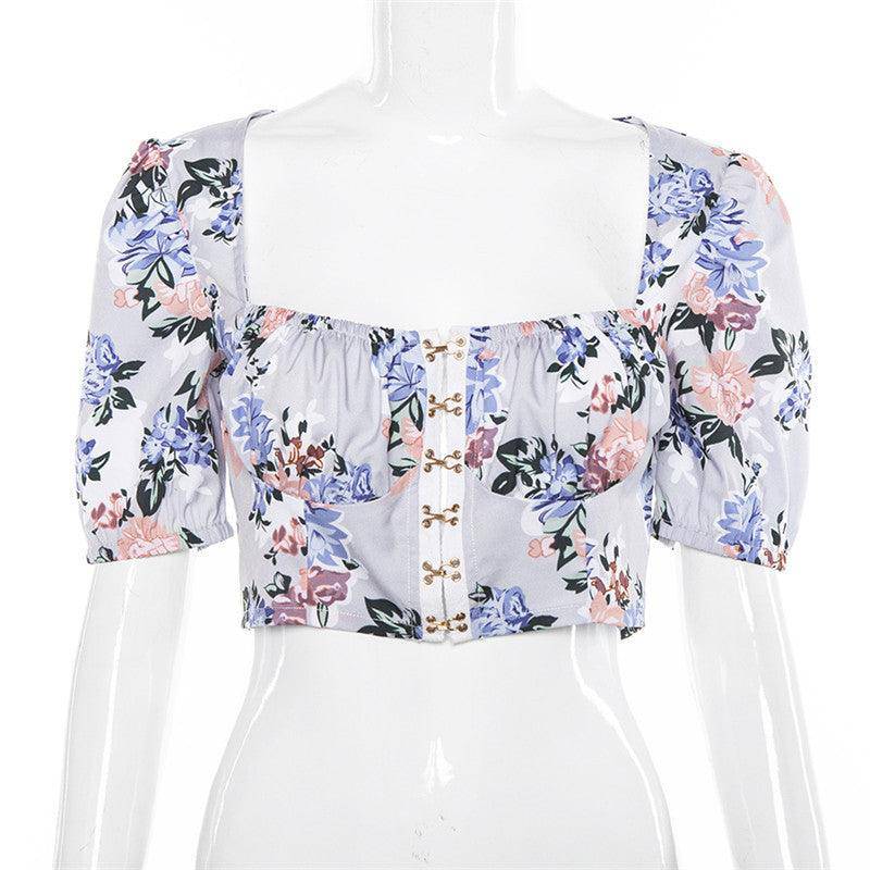 Josie Floral Puff Sleeve Crop Top