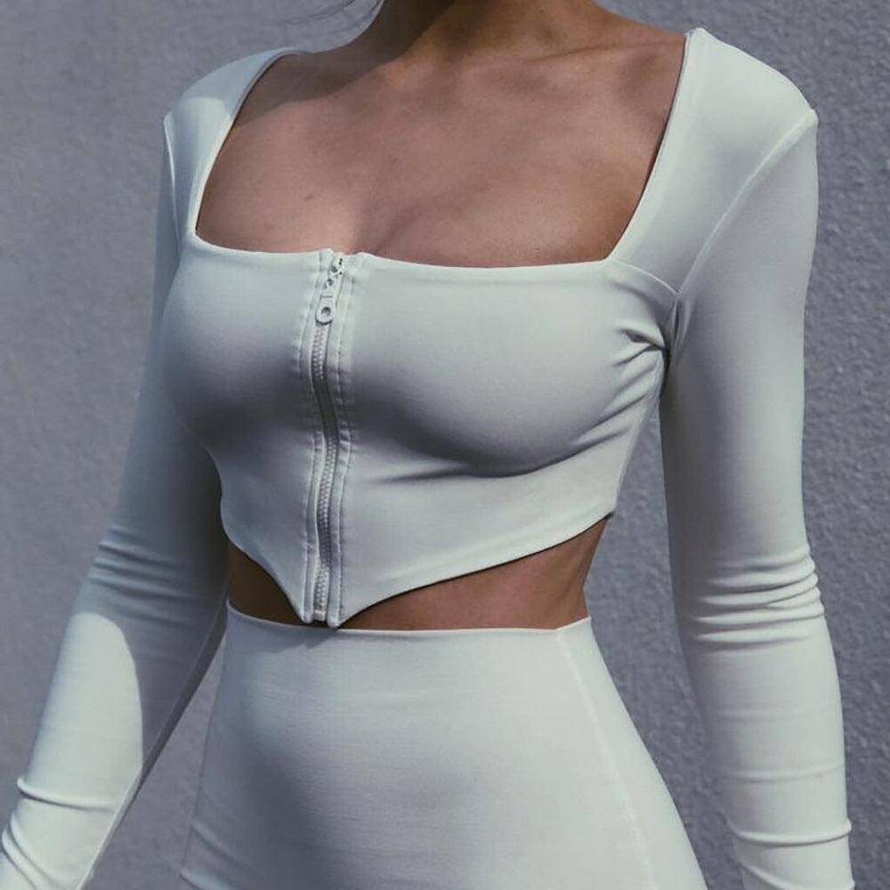 Lizeth Zip Up Long Sleeve Crop Top