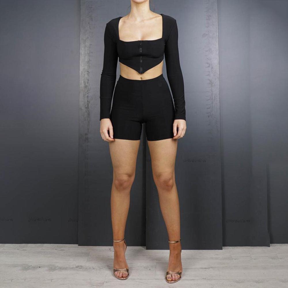 Lizeth Zip Up Long Sleeve Crop Top