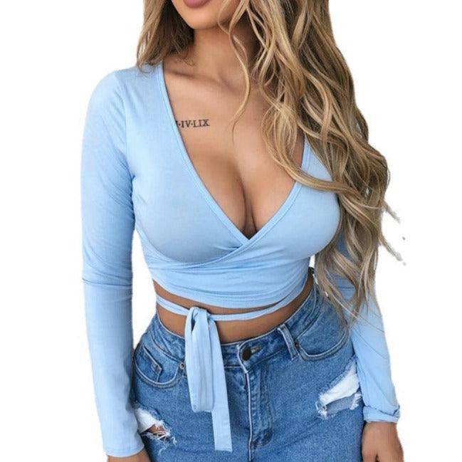 Rayna Solid Long Sleeve Crop Top