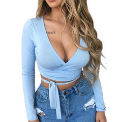 Rayna Solid Long Sleeve Crop Top