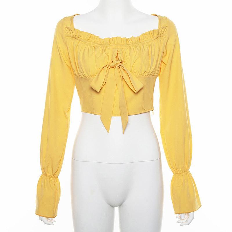 Justice Solid Flounce Sleeve Crop Top