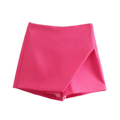 Sharon Solid Asymmetric Mini Shorts