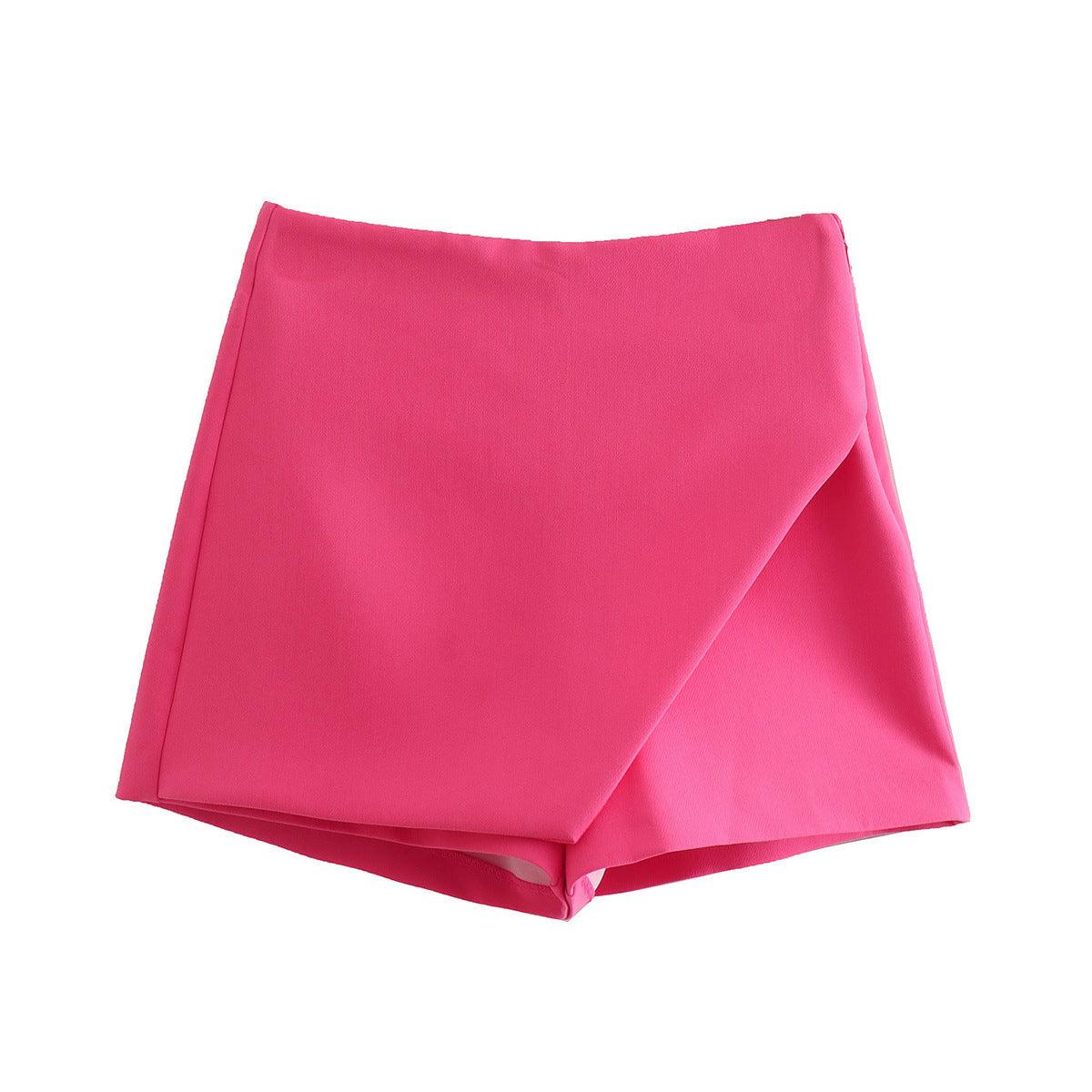 Sharon Solid Asymmetric Mini Shorts