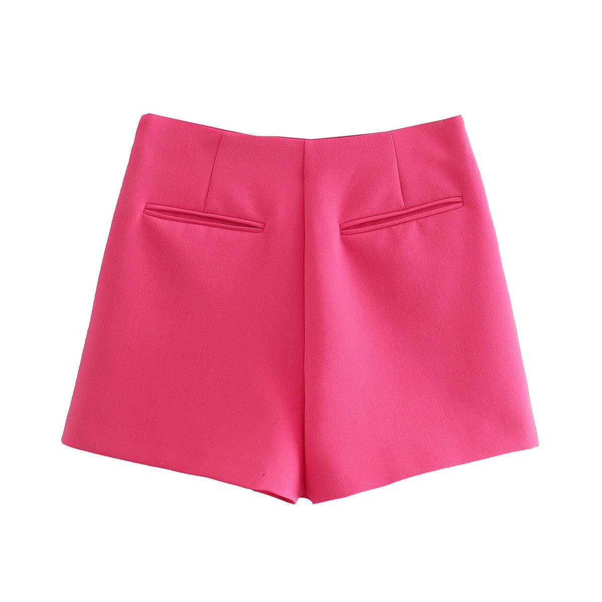 Sharon Solid Asymmetric Mini Shorts