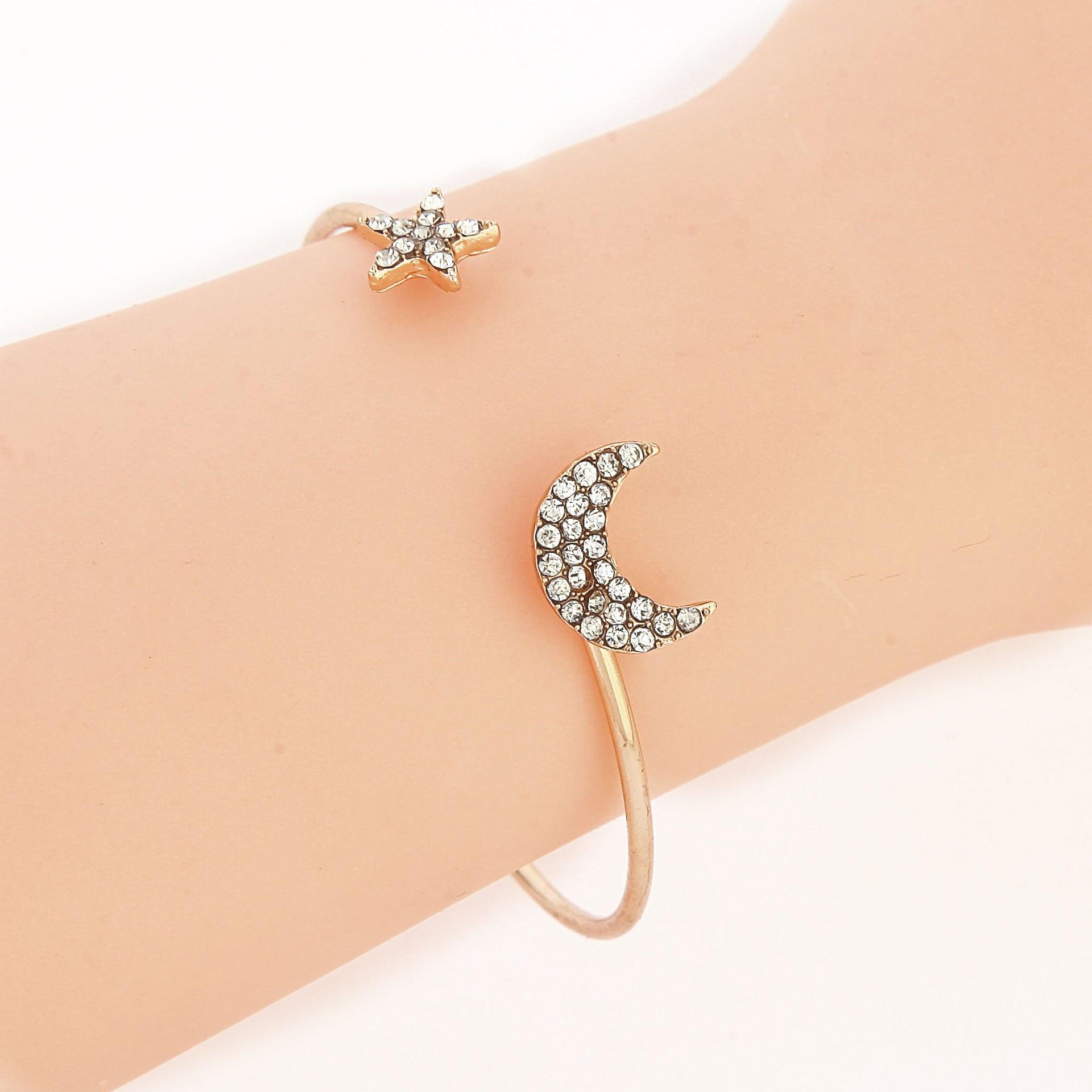 Audrie 4 Pcs Fashion Wind Drill Moon Creative Pentagram Heart Bracelet