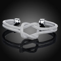 Thalia White Gold Plated Love Knot Mesh Bangle